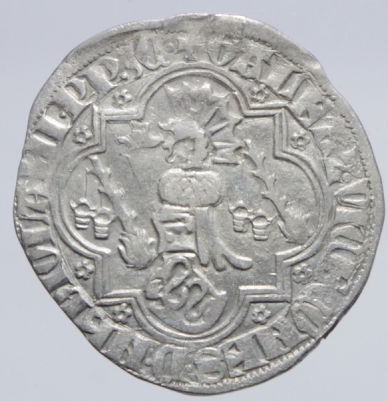 reverse: Zecche Italiane. Pavia. Galeazzo II Visconti. 1359-1378. Grosso da un soldo e mezzo.Peso 2,50 gr. Ag. Cast.1. BB+. R.