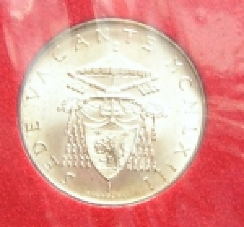 reverse: Zecche Italiane. Vaticano. Sede vacante 1963. 500 lire in confezione originale.