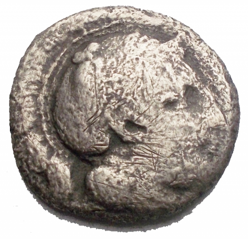 obverse: Mondo Greco - Campania. Hyria. Nomos. ca 405-385 aC. d/ Atena a ds r/ Toro androcefalo a sn. HNItaly 539. g 5,9. mm 18,5. MB. R