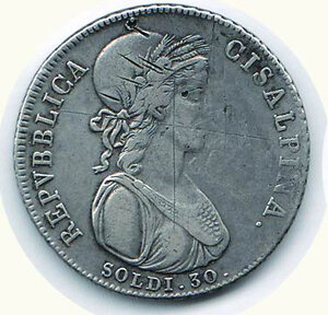 obverse: MILANO - Repubblica Cisalpina (1800-1802) - 30 Soldi 1800.