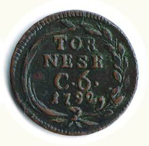 reverse: NAPOLI - Ferdinando IV - Tornese da 6 Cavalli 1792.