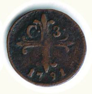 reverse: NAPOLI - Ferdinando IV - ½ Tornese da 3 Cavalli 1791.