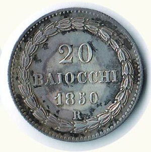 reverse: ROMA - Pio IX - 20 Baiocchi 1850