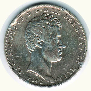 obverse: SAVOIA - Carlo Alberto  (1831-1849) 5 lire