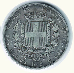 reverse: VITTORIO EMANUELE II - 5 Lire 1850 Ge.