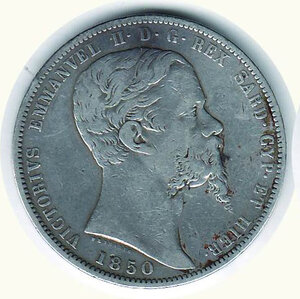 obverse: VITTORIO EMANUELE II - 5 Lire 1850 To.