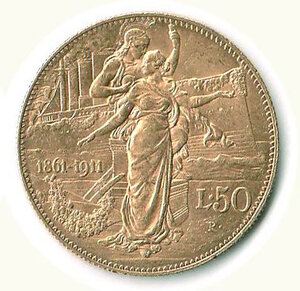 reverse: VITTORIO EMANUELE III - 50 Lire 1911 (cinquantenario).