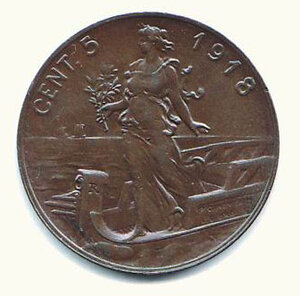 reverse: VITTORIO EMANUELE III - 5 Cent. 1918.