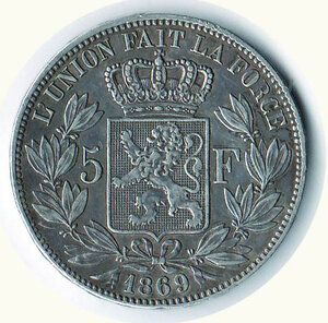 reverse: BELGIO - Leopoldo II - 5 Fr. 1869.