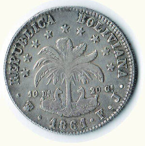 reverse: BOLIVIA -  Repubblica - 4 Soles 1861 - Km 138/6.