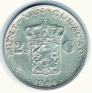 reverse: CURAÇAO - Possedimento Olandese - Guglielmina - 2 e 1/2 Gulden 1944.