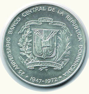 obverse: DOMINICANA - Repubblica - Peso 1972 per il 25° del Banco Centrale.