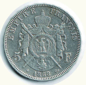 reverse: FRANCIA - Napoleone III - 5 Fr 1868.