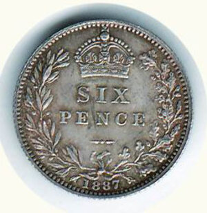 reverse: INGHILTERRA - Vittoria - 6 Pence 1887.
