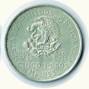 reverse: MESSICO - 10 Pesos 1953 - Anno dell’Hidalgo.