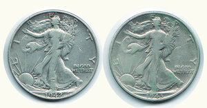 obverse: STATI UNITI - Lotto di 2 monete da 1/2 Dollaro 1942 e 1943.
