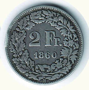 reverse: SVIZZERA - 2 Franchi 1860 - Colpetto ore 9.