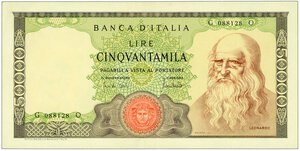 obverse: REPUBBLICA - 50.000 Lire Leonardo