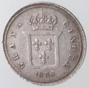 reverse: Napoli. Ferdinando II. 1830-1859. Mezzo Carlino 1836. Ag. 