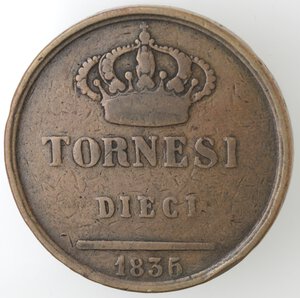 reverse: Napoli. Ferdinando II. 1830-1859. 10 Tornesi 1836. 6 su 5. Ae. 