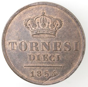 reverse: Napoli. Ferdinando II. 1830-1859. 10 Tornesi 1854. Ae. 