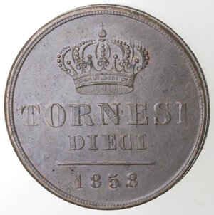 reverse: Napoli. Ferdinando II. 1830-1859. 10 Tornesi 1858. Ae. 
