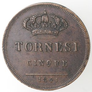 reverse: Napoli. Ferdinando II. 1830-1859. 5 Tornesi 1841. Ae. 
