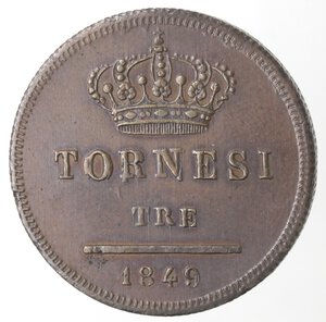 reverse: Napoli. Ferdinando II. 1830-1859. 3 Tornesi 1849. Ae. 