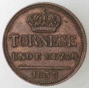 reverse: Napoli. Ferdinando II. 1830-1859. 1,5 Tornesi 1838. Ae. 
