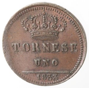 reverse: Napoli. Ferdinando II. 1830-1859. Tornese 1833. Ae.