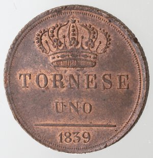 reverse: Napoli. Ferdinando II. 1830-1859. Tornese 1839. Ae. 