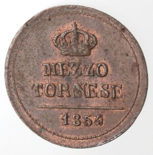 reverse: Napoli. Ferdinando II. 1830-1859. Mezzo Tornese 1854. 4 su 3. Ae. 