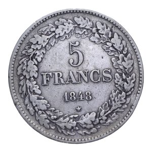 reverse: BELGIO LEOPOLDO PREMIER 5 FRANCHI 1848 AG. 24,73 GR. BB