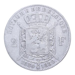 reverse: BELGIO LEOPOLDO II 2 FRANCHI 1880 AG. 9,77 GR. qBB