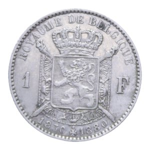 reverse: BELGIO LEOPOLDO II 1 FRANC 1880 AG. 4,95 GR. BB+