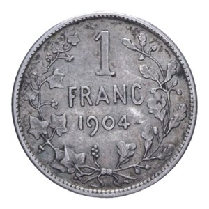 reverse: BELGIO LEOPOLDO II 1 FRANCO 1904 AG. 4,96 GR. BB+