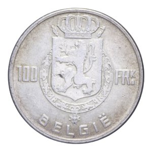 reverse: BELGIO 100 FRANCHI 1949 AG. 18,04 GR. BB+