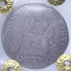 reverse: ANCONA GREGORIO XIII (1572-1585) TESTONE AG. qBB (SIGILLATA MARCOCCIA)