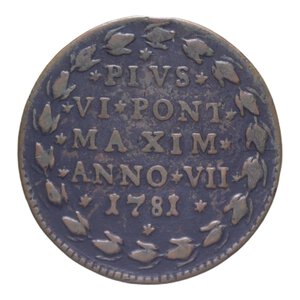 obverse: BOLOGNA PIO VI (1775-1799) 1/2 BAIOCCO 1781 CU 5,12 GR. BB