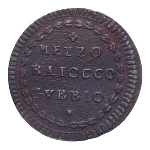 reverse: GUBBIO PIO VI (1775-1799) 1/2 BAIOCCO AN. XV CU 6,03 GR. BB