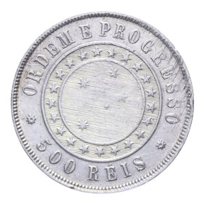 reverse: BRASILE 500 REIS 1889 AG. 6,33 GR. BB+