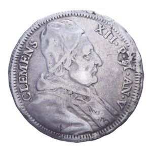 obverse: ROMA CLEMENTE XII (1730-1740) TESTONE  A. V AG. 8,20 GR. qBB (MONTATURA RIMOSSA)