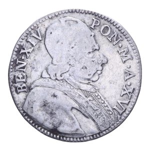 obverse: ROMA BENEDETTO XIV (1740-1758) DOPPIO GIULIO 1755 AG. 4,75 GR. qBB