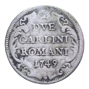 reverse: ROMA BENEDETTO XIV (1740-1758) 2 CARLINI ROMANI 1749 AG. 5,17 GR. BB