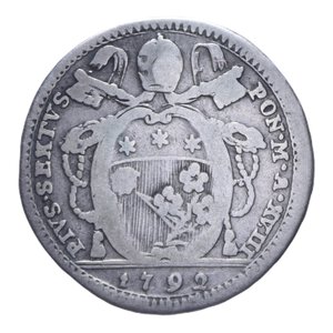 obverse: ROMA PIO VI (1775-1799) DOPPIO GIULIO 1792 AG. 4,91 GR. MB-BB