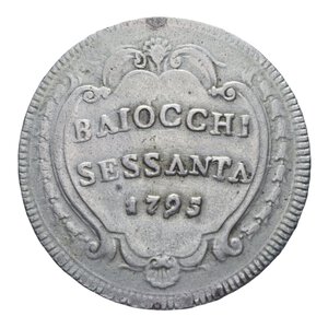 reverse: ROMA PIO VI (1775-1799) 60 BAIOCCHI 1795 AN. XXI MI 22,02 GR. BB