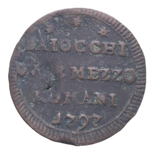 reverse: ROMA PIO VI (1775-1799) 2 1/2 BAIOCCHI 1797 SAMPIETRINO CU 10,62 GR. MB-BB
