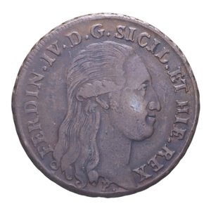 obverse: REGNO DI NAPOLI FERDINANDO IV (1759-1816) 8 TORNESI 1796 CU 15 GR. BB-SPL