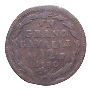 reverse: REGNO DI NAPOLI FERDINANDO IV (1759-1816) GRANO 12 CAVALLI 1790 CU 6,37 GR. MB-BB/qBB