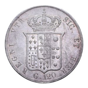 reverse: REGNO DELLE DUE SICILIE FERDINANDO II (1830-1859) PIASTRA 120 GRANA 1854 AG. 27,55 GR. SPL+ 
